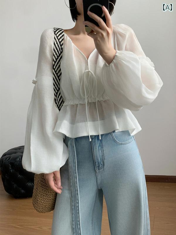 ティーシャツ トップ スピード競技 フラウンス 韓国 Miss 833 櫂 カラムシ Vのど首 フラウンス もの言う花 お人形さん ティーシャツ レディース 春夏 酉の方角 筋目 提燈 衣袂 いの一番