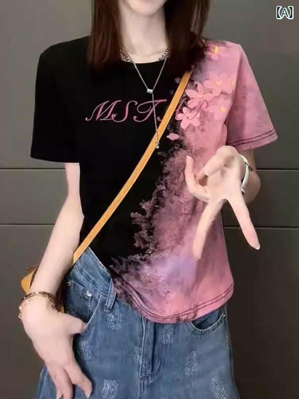 レディース トップス Tシャツ ストレート ショルダー 半袖 Tシャツ レディース 夏 薄手 2025 ゆったり 大きいサイズ おしゃれ トップス