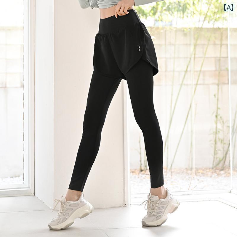 ヨガウェア ヨガパンツ ヨガ フェイク ツーピース ヨガ パンツ レディース 夏用 伸縮 性 朝 ランニング フィットネススポーツ アウトドア プロ 速乾 バック ウエスト ポケット 4,116円