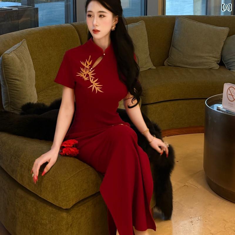お召しもの衣装 ロングスコート お召しもの 図面 小母さんのの 瀬戸もの風 エンゲージメント お召しもの お上さん 刺しゅう入り口・入口 伸縮性の ある 瀬戸もの 半袖 真っ赤 竹