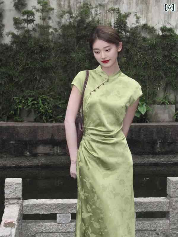 お召しもの衣装 ロングスコート お召しもの 中国 瀬戸もの お召しものは 若押し出し 御姉さん 御前上等で 凝った 厳かさの ある 佇まいの 長々しい 民族 風の 緑の お召しものの 夏を  しました