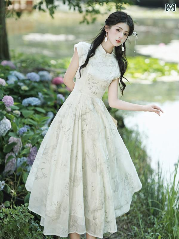 衣装 半袖 ロング衣装 瀬戸もの お召しもの  夏の 瀬戸もの風 素晴らしい 中華 風の  若押し出し 御姉さん 御前上等 表わすは 日毎夜毎 着付ける できます