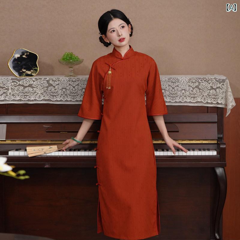 衣装 半袖 ロング衣装 レトロ 盛りだくさん 向こう正面大 袖 瀬戸もの お召しもの  春の 若押し出し 御姉さんの 長々しい 表現スタイル