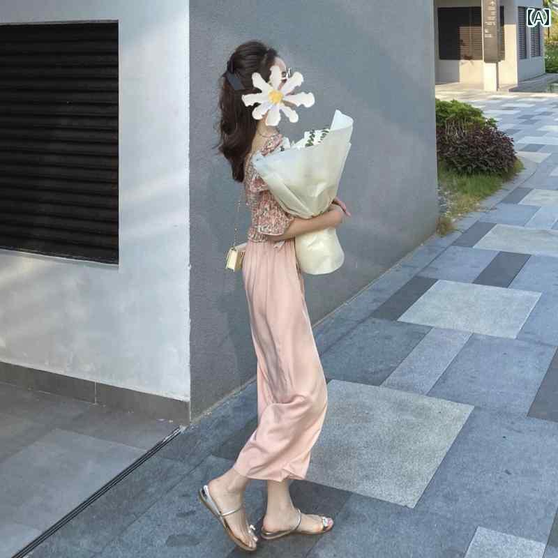 パンツ レディース ワイドパンツ シルクサテン ワイド レッグ パンツ レディース 2025夏 マルベリー シルク ハイウエスト スリム ドレープ アセテート ストレート