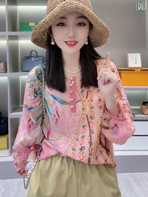 レディース トップス ワンピース ステーション 春夏 復古 花柄 加齢 軽減 五分袖 シャツ ゆったり スリムトップス 婦人服｜ホープ