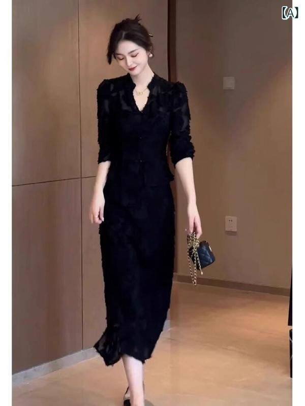 ワンピース ロングワンピ シフォンワンピ パフスリーブ フレアワンピース 春夏 半袖 長袖 の レトロ チャイナ風 スカートの 高級 感 ロイヤル シスター ブラック 民族 風の ドレス ツーピース スーツ 女性 夏