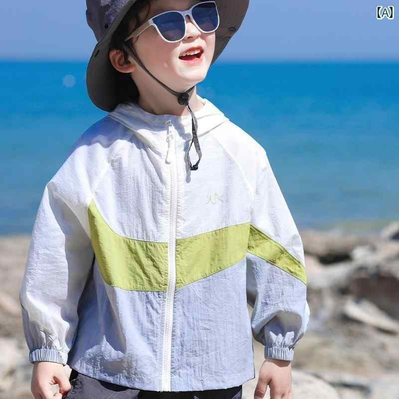 キッズ 幼児 帽子 子供用 日焼け防止 服 男の子 紫外線 対策 ベビー 冷感 子供服 涼しい 夏用 M サイズ 薄手 ジャケット