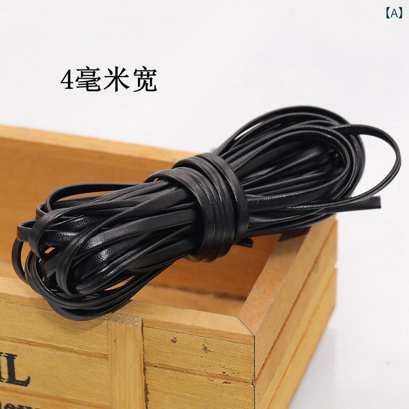 DIY 飾り リメイク DIY ブラック フラット レザー ロープ PU イミテーション 重ね 付け ブレスレット ネックレス 荷物 キー ペンダント ジュエリー 素材 S 06｜ホープ
