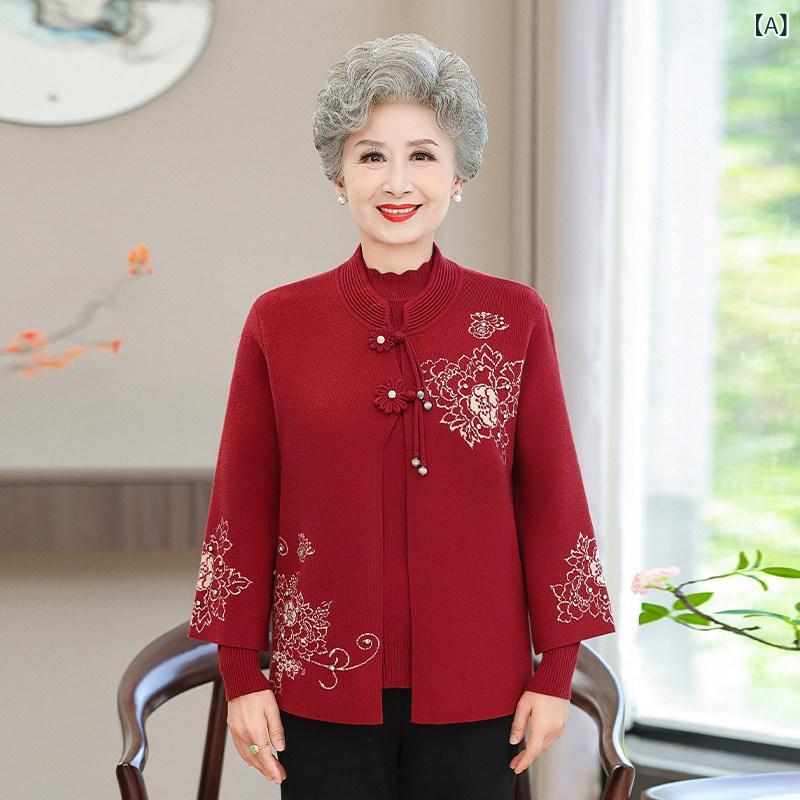 レディース トップス 上着 恒 源 祥 レディース 秋服 ツーピース 母 服おばあちゃん ウール セーター ニットおばあちゃん 9,049円
