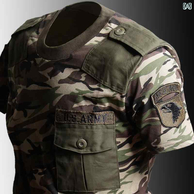 迷彩 カモ柄 パンツ 米軍 スタイル 軍用 体力 トレーニング スーツ 夏用 迷彩 Tシャツ 戦闘用 半袖 特殊 部隊 タクティカル 薄手
