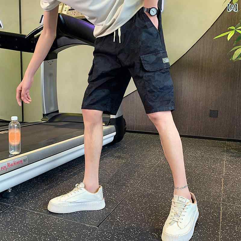 迷彩 カモ柄 パンツ 迷彩 ワーク ショーツ メンズ 夏 2024 新 ホット スタイル ストレート カジュアル ミドル 丈 パンツ