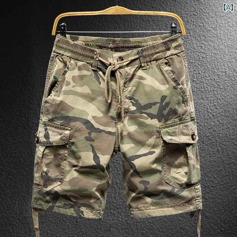 迷彩 カモ柄 ファッション 服 アメリカン 迷彩 カーゴ ショーツ メンズ 夏 2024な 綿 カジュアル 屋外 戦術的な 空挺 部隊 ミッド パンツ