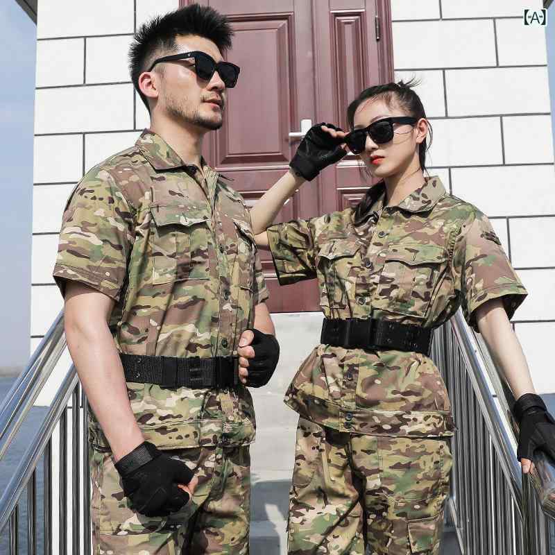 迷彩 カモ柄 ファッション 服 半袖 新型 迷彩 スーツ メンズ 夏 薄手 通気性 軍事 訓練 耐摩耗 労働 保護 作業 軍 ファン 作業着