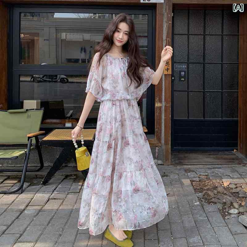 ワンピース ロング マキシ丈 フランスの 高級 ファッションの ロマンチックな ロング スカート 優しい 森の 美しい 花柄の ドレス レディース 夏｜ホープ 7,901円