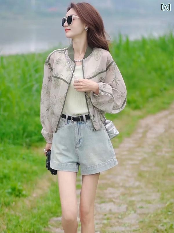 レディース トップス パーカー 2024夏 女性用 ショート 日焼け防止 服 小柄向け カジュアル カーディガン チャイナ風 薄手 ジャケット