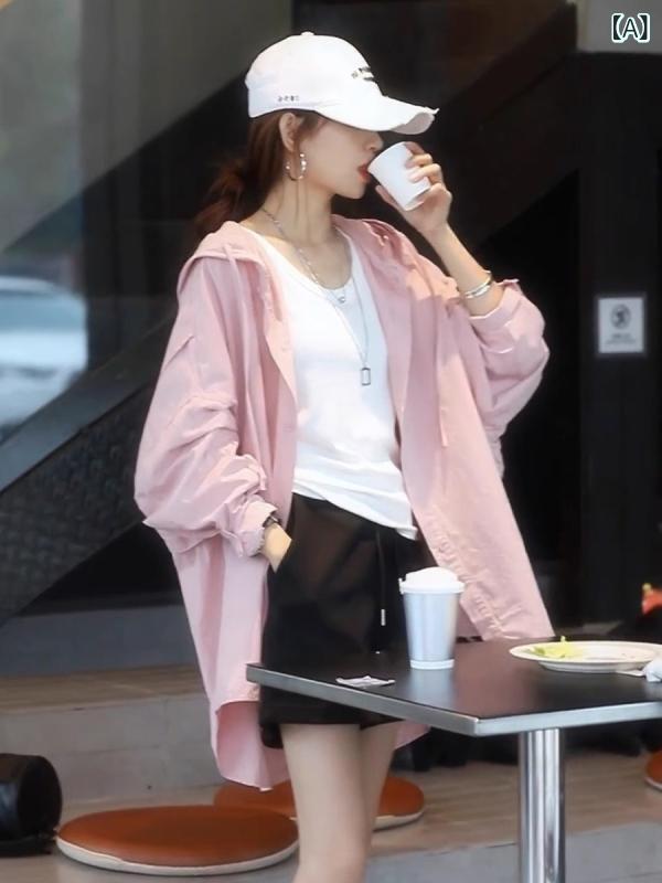 レディース トップス 愛くるしい 白 プルオーバー レディース 夏 薄っぺら  日焼押しとどめる 服 韓国 ゆったり 大層らしい大きさ ボンネット付き添い人  ジレー上衣