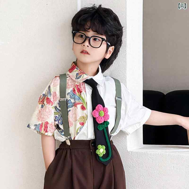 キッズ セットアップ スーツ 2025夏の 子供服 子供用 スーツ 男の子用 シャツ オーバー オール ベビー用 おしゃれで かっこいい パフォーマンス ドレス