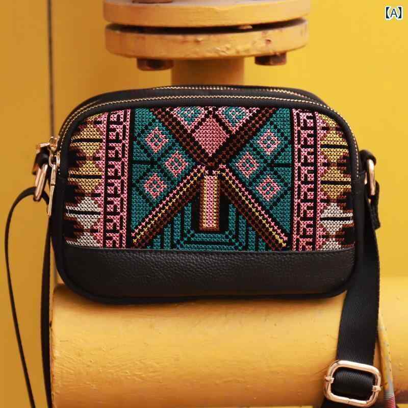 コインケース ミニ財布 ショルダー オックスフォード 布 刺繍 スマートフォン バッグ 軽量小銭入れ 横型 三 層 小型 メッセンジャーバッグ シンプル レディースバッグ