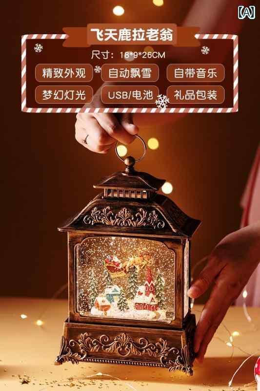 インテリア オブジェ サンタ オルゴール スノーフレーク 水晶 玉 クリスマス 老人 雪だるま ツリー ライト オーナメント ギフト デコレーション