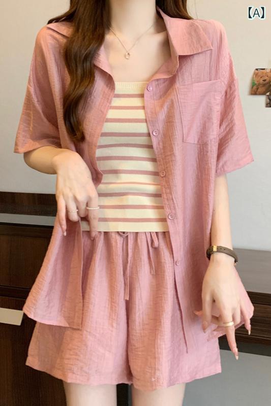 秋服 シャツ オシャレ 2025夏の ファッション 日焼け防止 シャツ トップス ショーツ スタイリッシュ プチ カジュアル スーツ レディース スリーピーススーツ