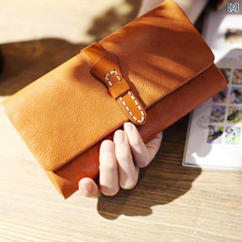 財布 長財布 レザーsaizfu 文学 財布 クラッチ レディース ロング レトロ イエロー 牛革 革 フリップ マルチ カード スロット エンベロープ ウォレット