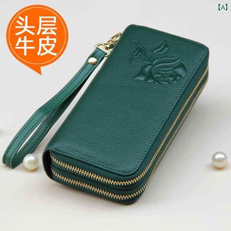 財布 長財布 レザー 革 レディース 財布 ロング レザーウォレット ダブル ジッパー スマートフォン バッグ大容量 牛革 クラッチバッグ マルチ コンパートメント