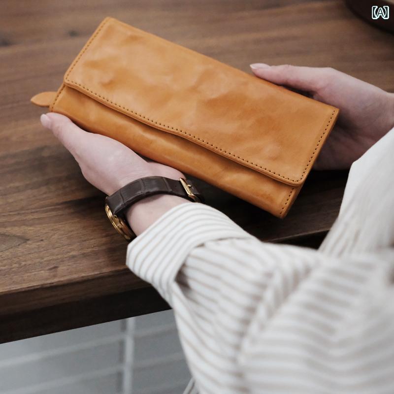 レディース 財布 長財布 オニオン ウッド レトロ ロング クリップ レディース 財布 革 牛革 ソフトレザー 女の子