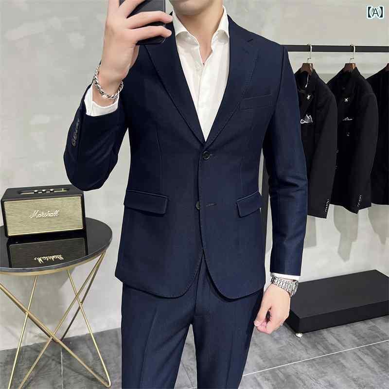 スーツ セットアップ きれいめ 男性用 ブラウンの 2つ ボタン スーツ ハイエンド ビジネス カジュアル スモール ブレザー プロフィット ワークウェア