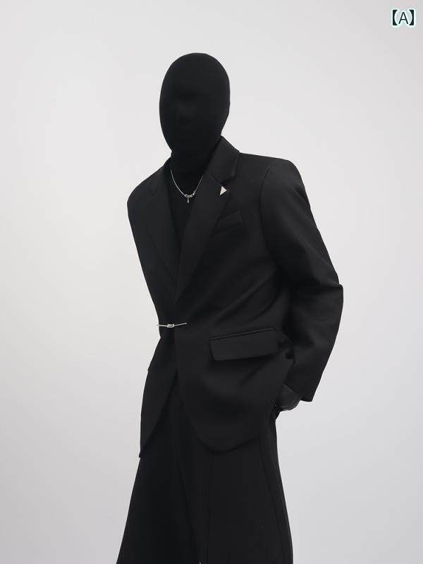 スーツ セットアップ きれいめ 黒 服の ハイエンド 小さい 風の スーツ ジャケット メンズなのの 金属 ボタンの