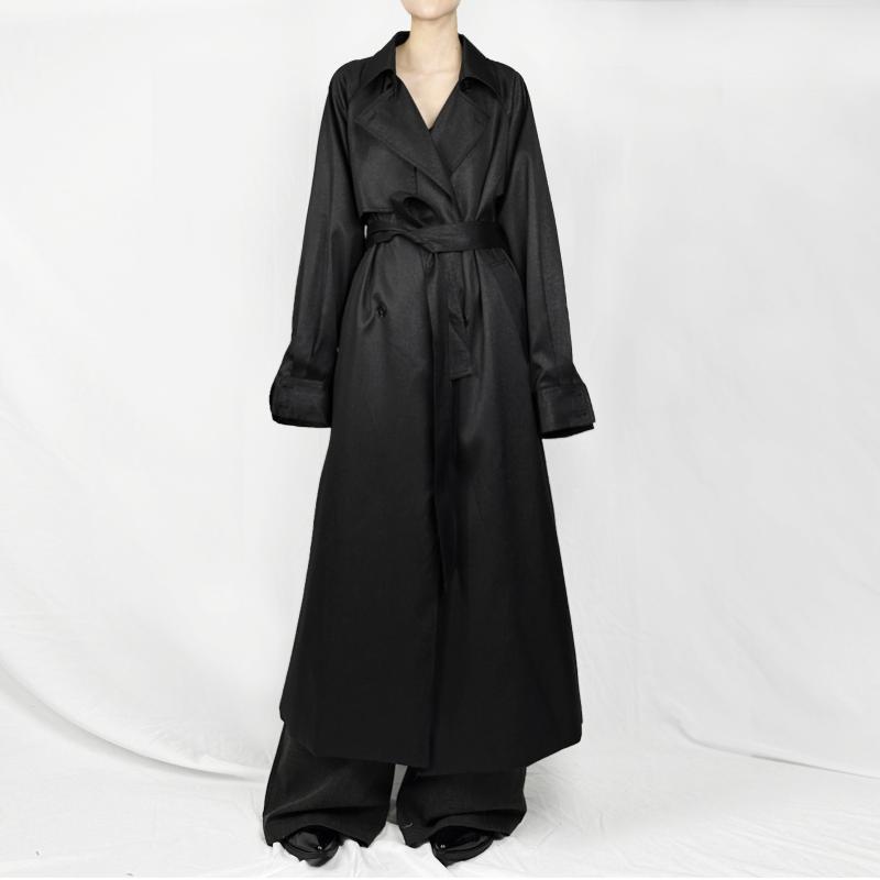 レディース トレンチコート ロング厚地の外套 アウター 上衣 ロング丈 ゆったり 大層らしい大いさ 着痩せ 体型取りまかなう 表現スタイル引き上げる 御膳上等感 雅びやか 雅びやか 光輝感 ツヤ感 今めかしい 流行り物  秋冬