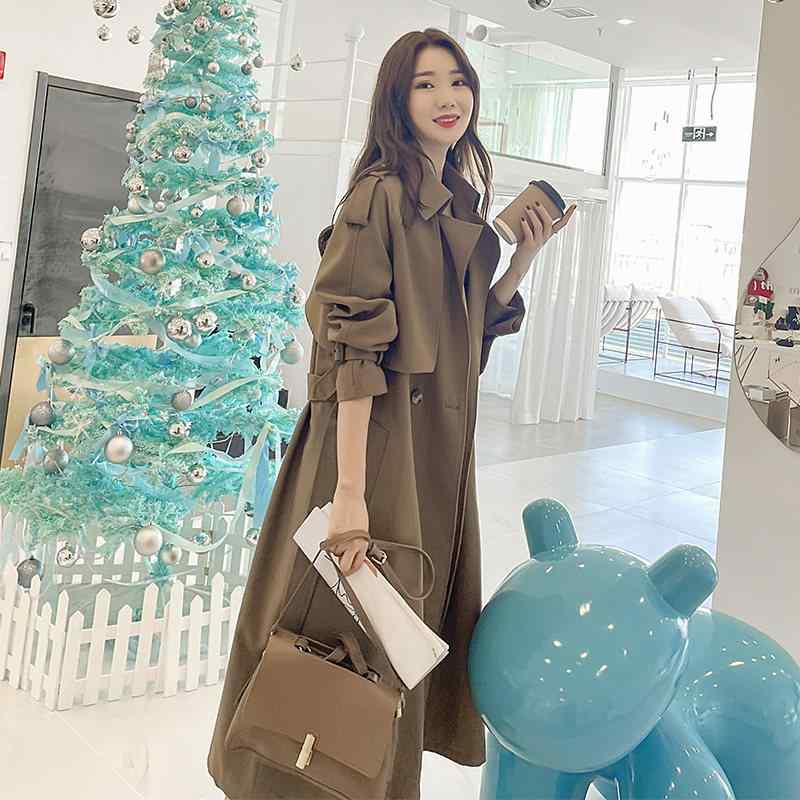 トレンチコート レディース アウター ロング厚地の外套 スプリングコート 秋服 秋物 ロング丈 膝下丈 馬鹿でかい大きさ ゆったり 好いたらしいめ 窈窕たる 窈窕たる 高押し出し 今めかしい 通い