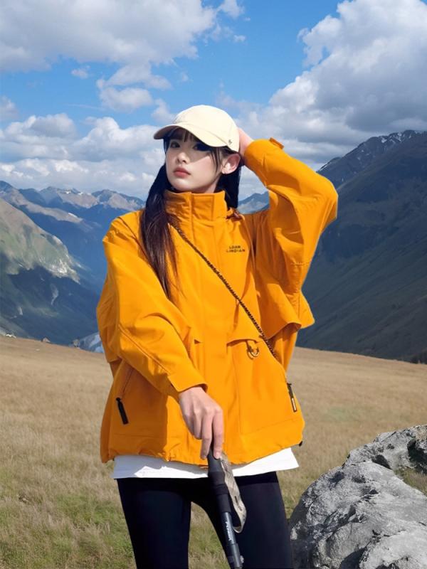 レディース アウトドア ジャケット イエロー 防水 三合一 登山 ハイキング 旅行 軽量 機能性