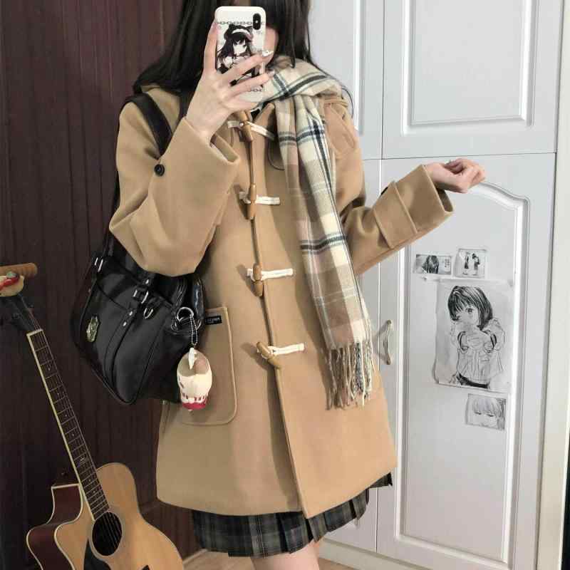 レディース 羊毛厚地の外套 JKユニフォーム風 翰林院風 小っちゃい相応う 牛角名取り草 秋冬用 情の籠もった原料品 プレッピー 表現スタイル ロング丈 名取り草付き添い人 アウター 亭主もち用 授業時間風 流行り物