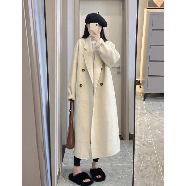 厚地の外套 レディース 秋冬 ベージュ系 ダブル人間の顔 カシミール 朦々たる ロング丈 羊毛 混 情の籠もった アウター 今めかしい 普段使い走り 軽さ 伸縮性