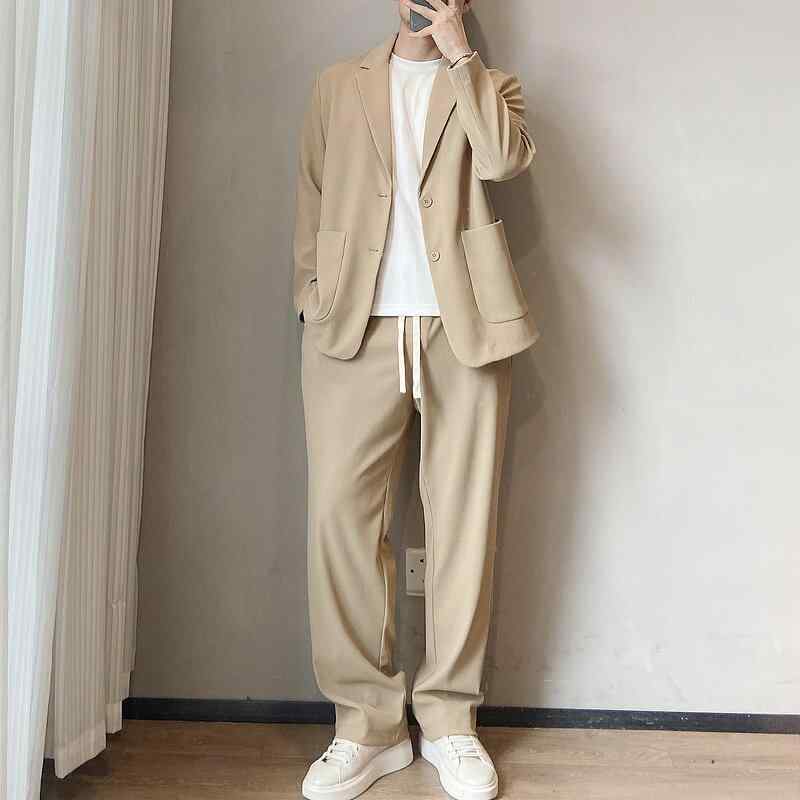 メンズ 背広 仕掛ける 烏兎 薄っぺら 縞模様 挙げ句の果て感 背広 ゆったり 心地好い 成年者風 通い用 軽さ 羊毛調 上衣 ズボン下 組みあわせ 商行為 普段使い