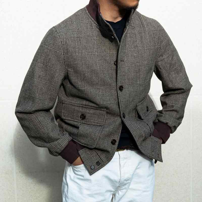 メンズ 秋冬 飛行士 上衣 照合のしるし柄 ツィード 遊撃手丈 か細い相応う 照明ランプ色つや 羊毛 アウター 生あたたかい 朦々たる 心地好い 表現スタイル