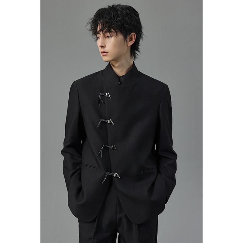 メンズ スタンドカラー 中華風 カジュアル スーツ ジャケット 春 ポリエステル混 軽量 ストレッチ 通気性 ビジネス 普段使い 快適 フィット