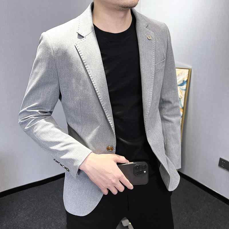 メンズ ジャケット カジュアル ショート丈 春秋 高級感 スタイリッシュ ブレザー 日常使い 軽量 綿混 スリムフィット