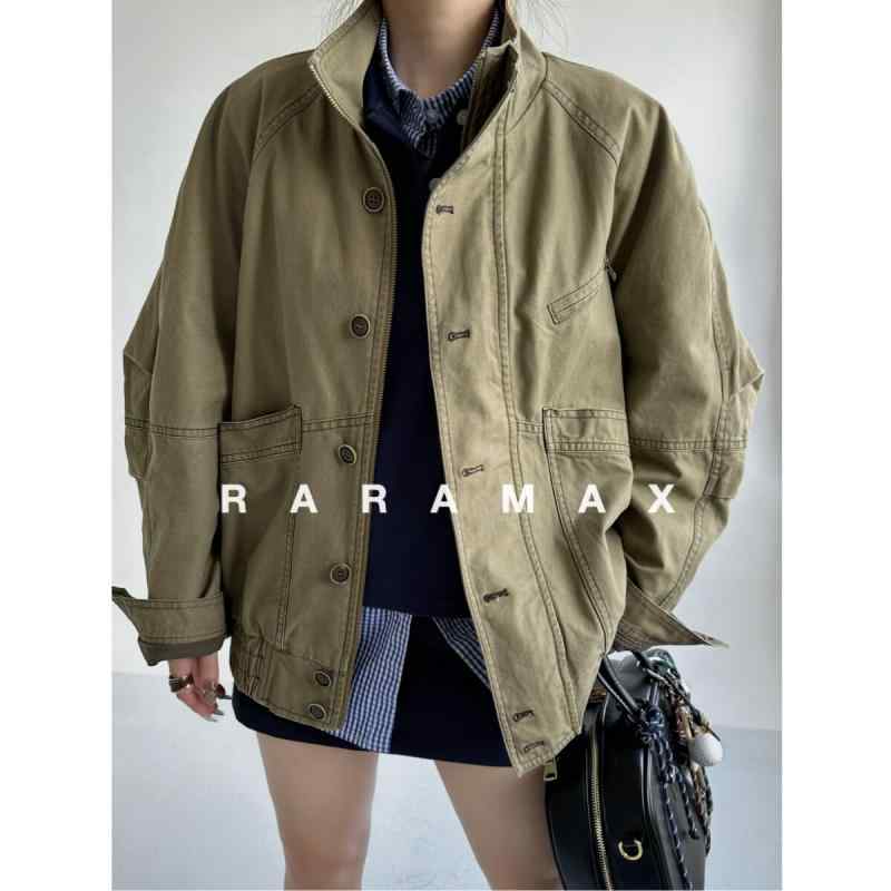 ジャケット レディース 秋冬 グランパスタイル ヴィンテージ加工 ウォッシュ ゆったりシルエット ショート丈 アウター カジュアル 普段使い 暖かみ 軽量