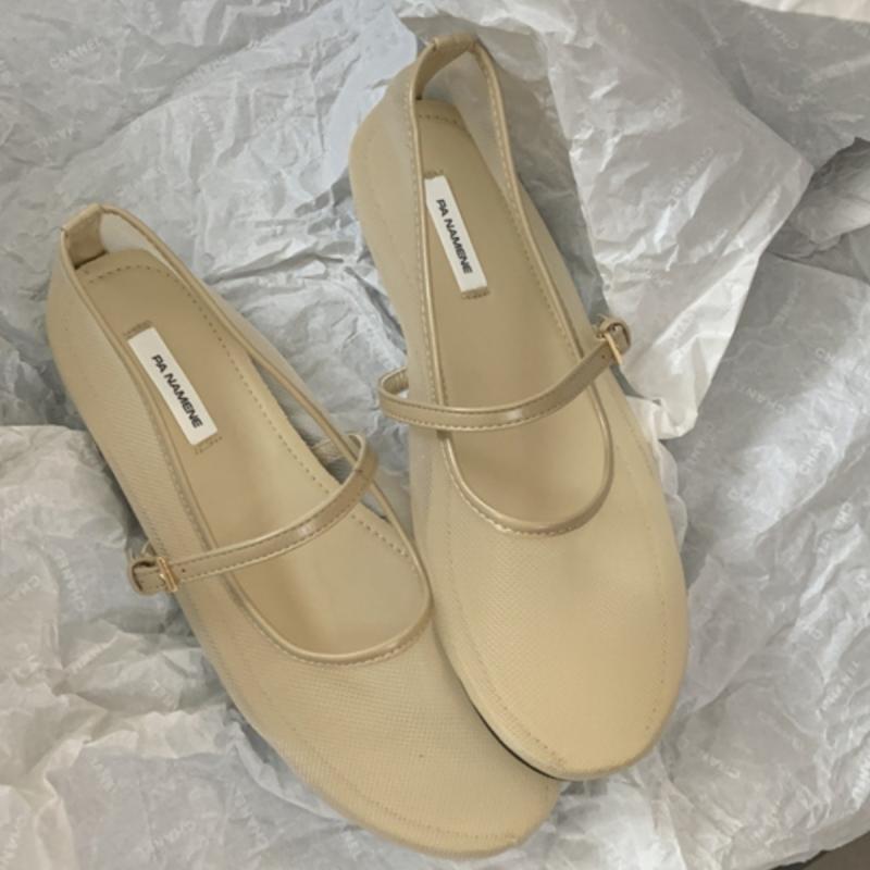 フラットシューズ レディース 春夏 メッシュ 通気性 ラウンドトゥ ローカット グラニーシューズ 女性用 ファッション 普段使い 軽量 ローファー風 ベーシックスタイル