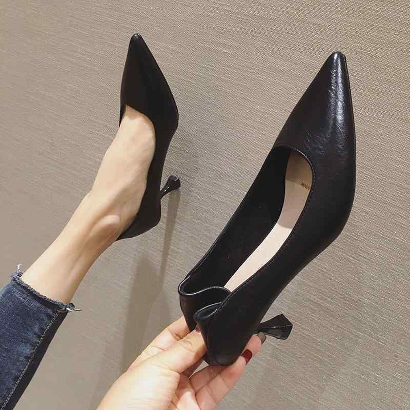 パンプス レディース 秋冬 ポインテッドトゥ ホンブルグ帽なめし革 好いたらしい 真っただ中踵 細踵 浅口 ハイヒール 普段使い走り 軽さ 通い用 伸縮性 吸湿速乾x2