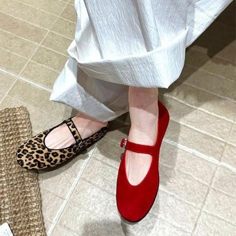 メアリージェーンシューズ レディース 赤 ベルベット フラット ストラップ ローカット 女性用 シングルシューズ かわいい 普段使い 軽量 伸縮性