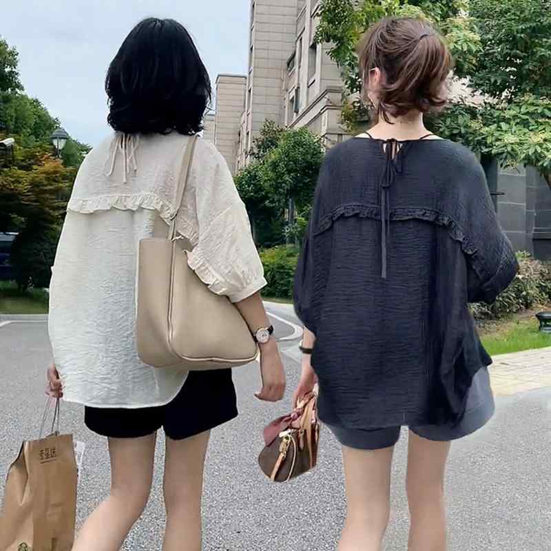 レディース 半袖 シフォンブラウス 夏用 UVカット ゆったり フィット トップス 軽量 吸湿速乾 通勤 普段使い