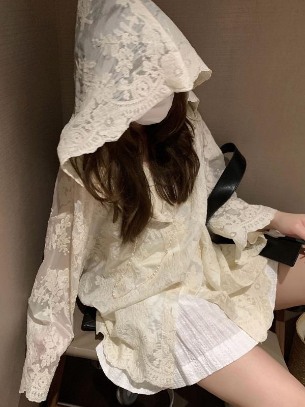 ティーシャツ レディース 夏用 ボンネット付き添い人 スピード競技刺しゅう 透かし レトロ フランス共和国風 日焼押しとどめる アウター 軽さ 通い 普段使い走り 吸湿速乾 綿混 黒いこと サクラ色系