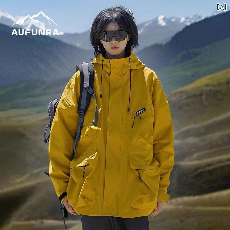 アウトドアジャケット 男女兼用 登山用 防水 防風 フード付き 多ポケット 機能性 アウター ハイキング トレッキング 軽量 通気性｜ホープ