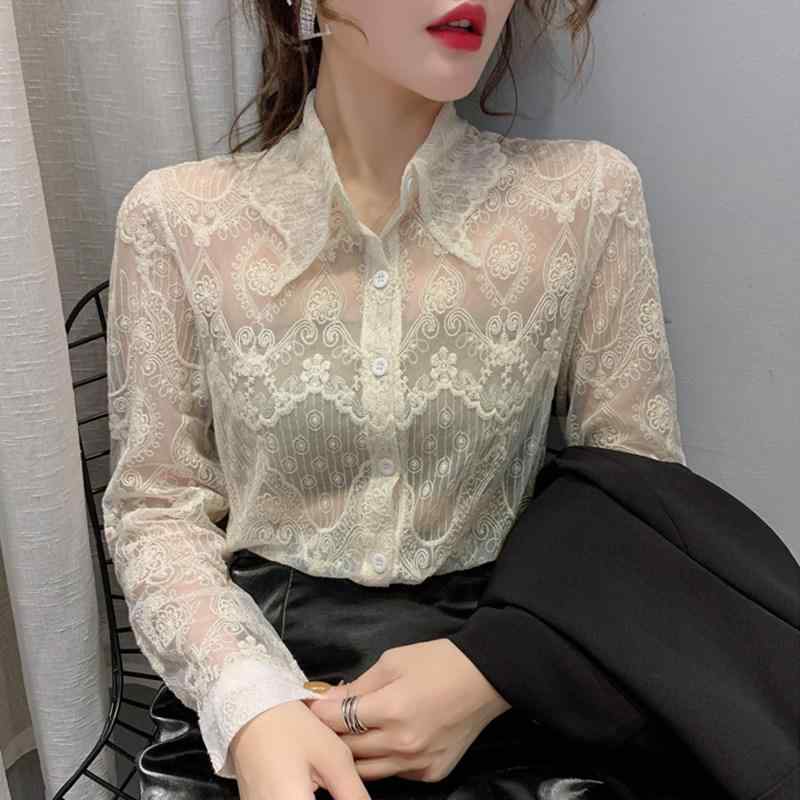 レディース 長袖 シフォンレース ブラウス 透け感 セクシー カーディガン 秋冬 上品 スリムフィット インナー 軽量 フェミニン レイヤード 普段使い 通気性