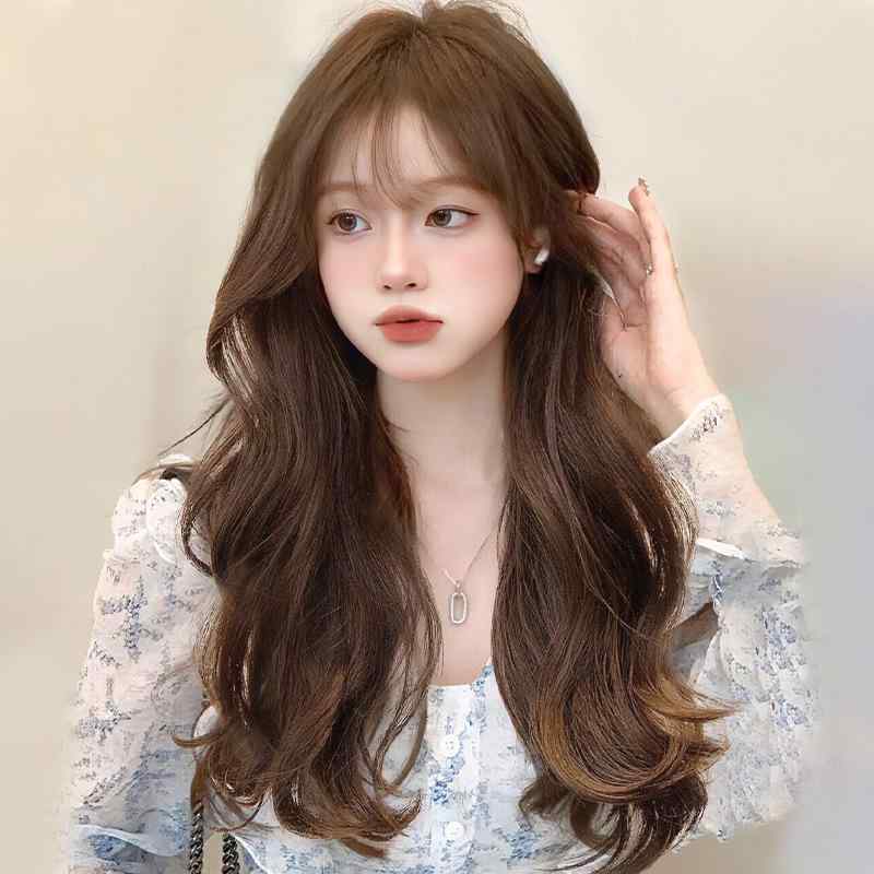 ウィッグ 女性用 ロングヘア フロントレース 手編み ナチュラル 全頭カバー ビッグウェーブ 中長 カール ファッション スタイル 若見え ボリューム 日常使い 軽量 伸縮性