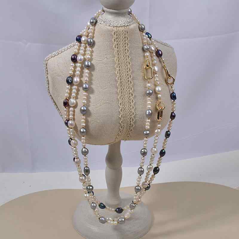 ネックレス レディース ロング 淡水 パール パール 秋冬 ニット セーター チェーン 上品 高級感 アクセサリー｜ホープ