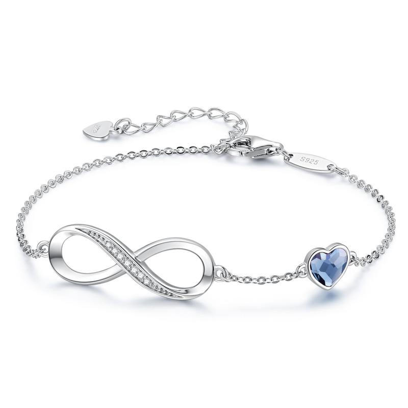 ブレスレット 925 スターリング シルバー 永遠の愛 モチーフ 12月 誕生石 ターコイズ ジュエリー 女性用 ギフト ラブ アクセサリー 細工 繊細
