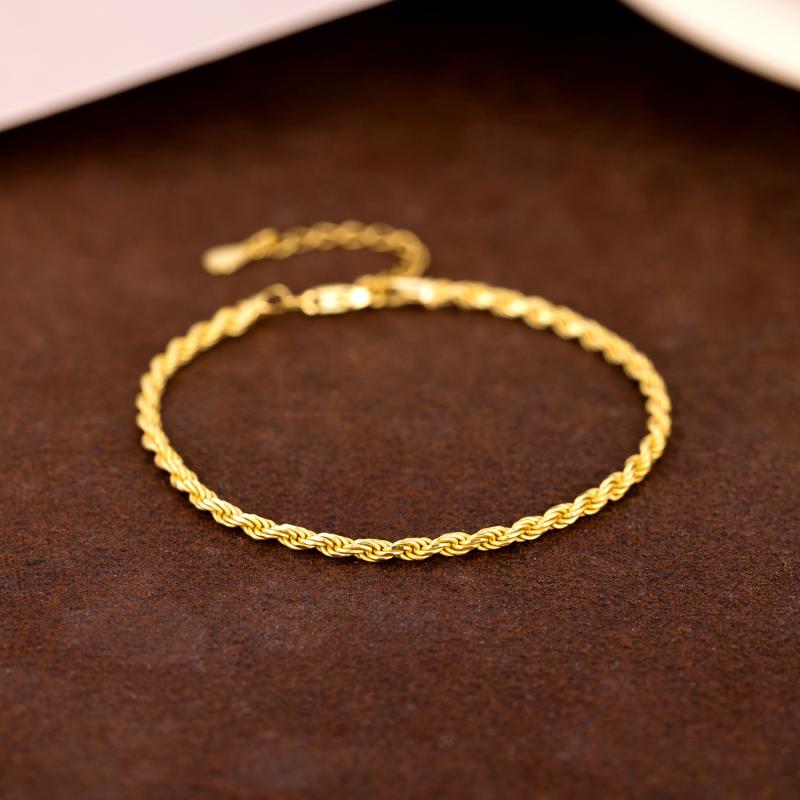 ブレスレット カップル用 925シルバー ロープ編み ツイスト シンプル ファッション アクセサリー ジュエリー ペア 恋人 プレゼント 日常使い 軽量 輝き 高級感 手元 コーディネート